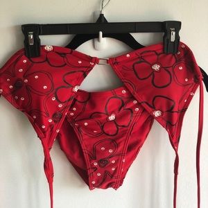 Pipel red white & black 2 pc Bikini. Size 12
